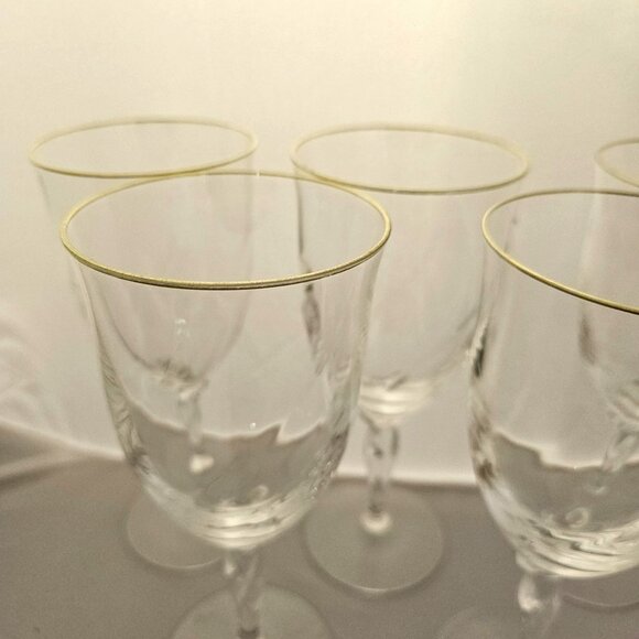 5 Lenox Unity Gold Ice Tea Glasses 8" USA crystal goblets marked twisted stem - Picture 3 of 8